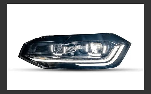 Lampy samochodowe do Volkswagen VW Polo (2017-2021) - z reflektorami LED, soczewką projekcyjną, dzienne DRL i dynamicznym sygnałem - Multigenus