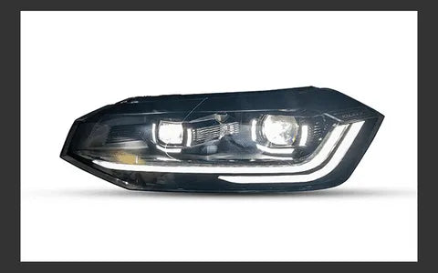 Lampy samochodowe do Volkswagen VW Polo (2017-2021) - z reflektorami LED, soczewką projekcyjną, dzienne DRL i dynamicznym sygnałem - Multigenus