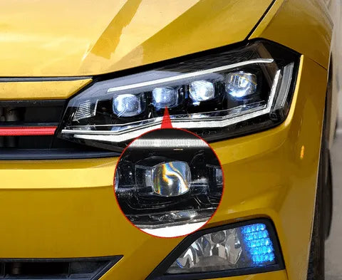 Lampy Samochodowe przednie LED do VW POLO 2019-2020: DRL, Volkswagen Reflektor, Angel Eye, Soczewka Projektorowa - Multigenus