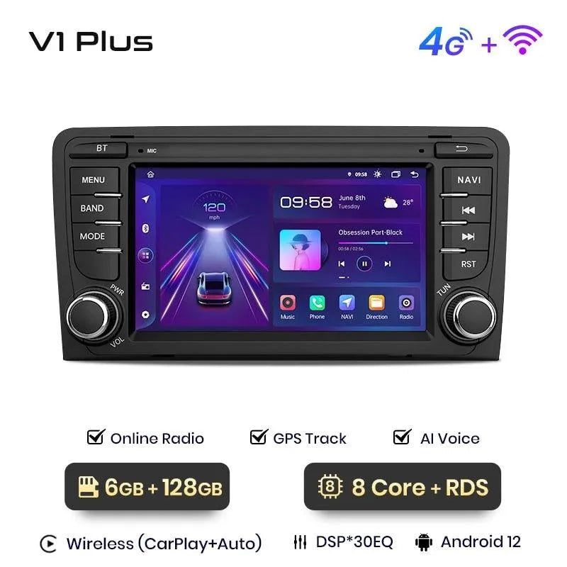 Radio nawigacja Audi A3 8P 2003 - 2011 S3 RS3 Sportback Carplay Android Auto - Multigenus