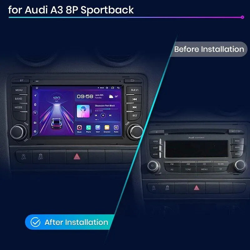 Radio nawigacja Audi A3 8P 2003 - 2011 S3 RS3 Sportback Carplay Android Auto - Multigenus