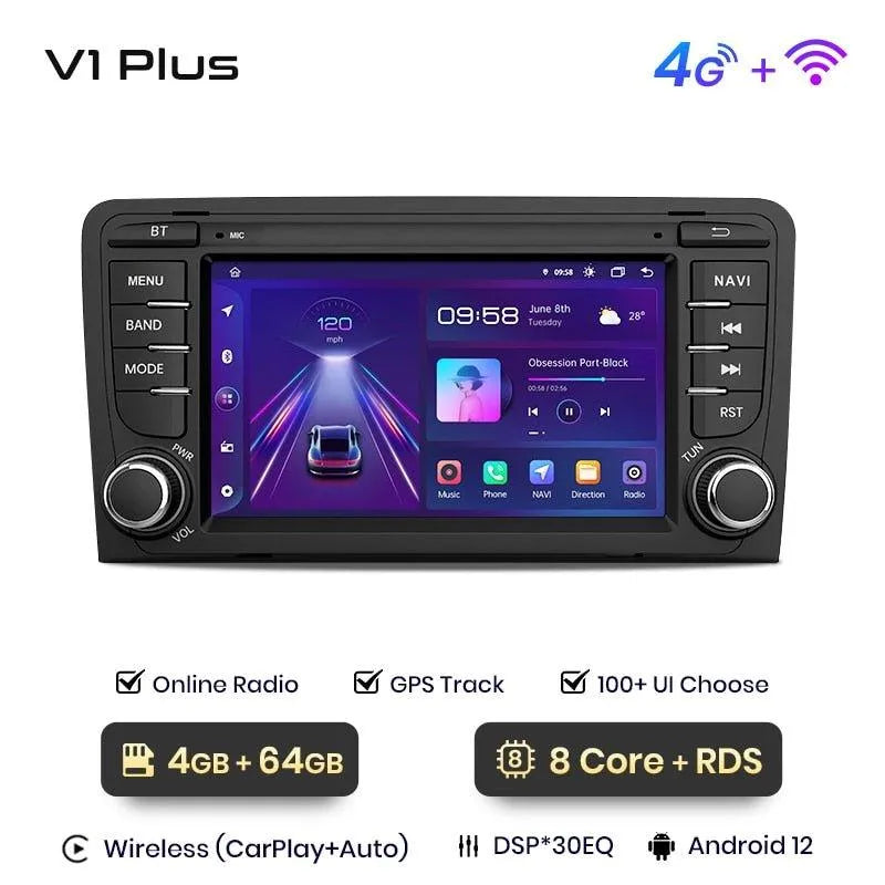 Radio nawigacja Audi A3 8P 2003 - 2011 S3 RS3 Sportback Carplay Android Auto - Multigenus