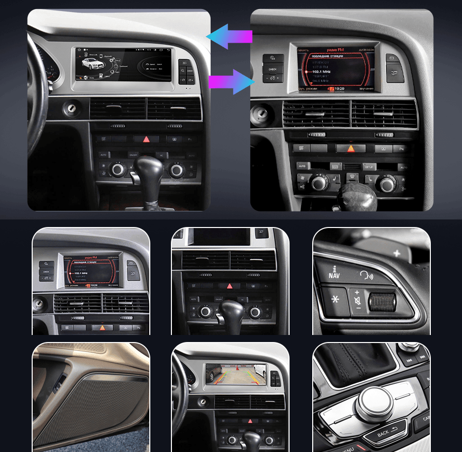 Radionavigation Audi A6 C6 2005-2009: CarPlay, Android Auto