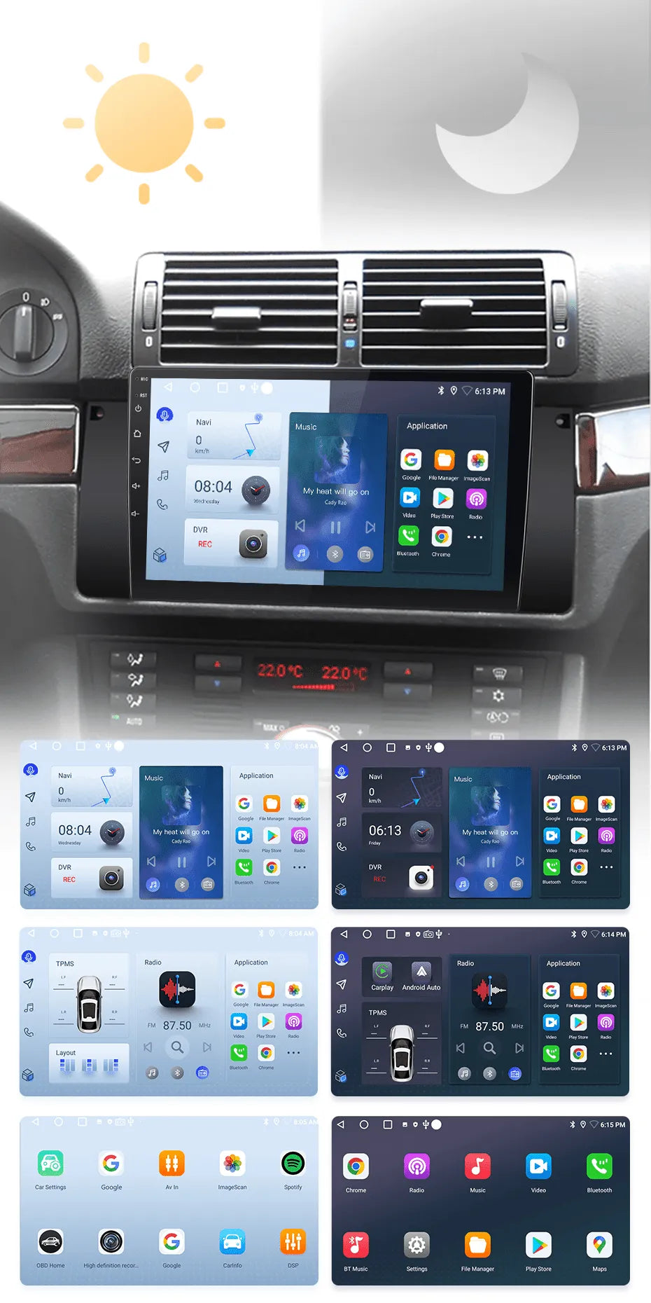 Radio nawigacja BMW 3 E46 M3 318/320/325/330/335 Carplay Android Auto - Multigenus