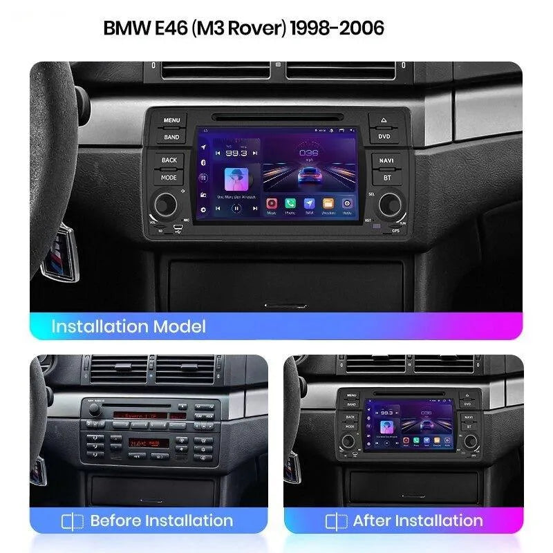 Radio nawigacja BMW 3 E46 M3 318/320/325/330/335 Carplay Android Auto - Multigenus