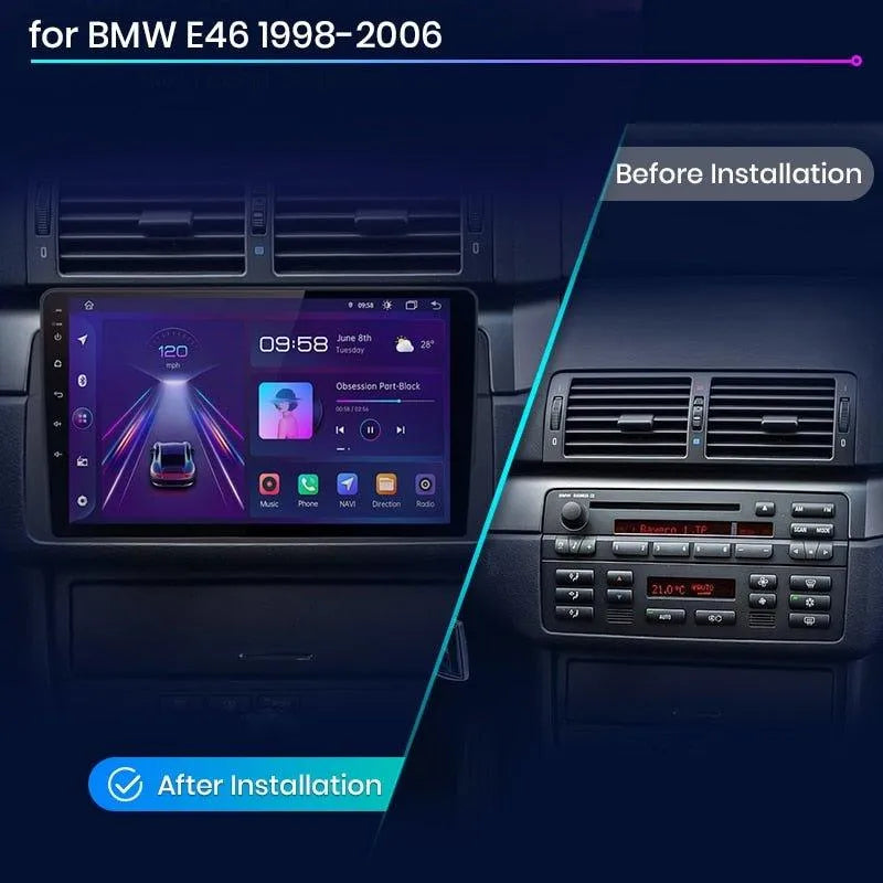 Radio nawigacja BMW E46 M3 318/320/325/330/335 Android Auto Carplay - Multigenus