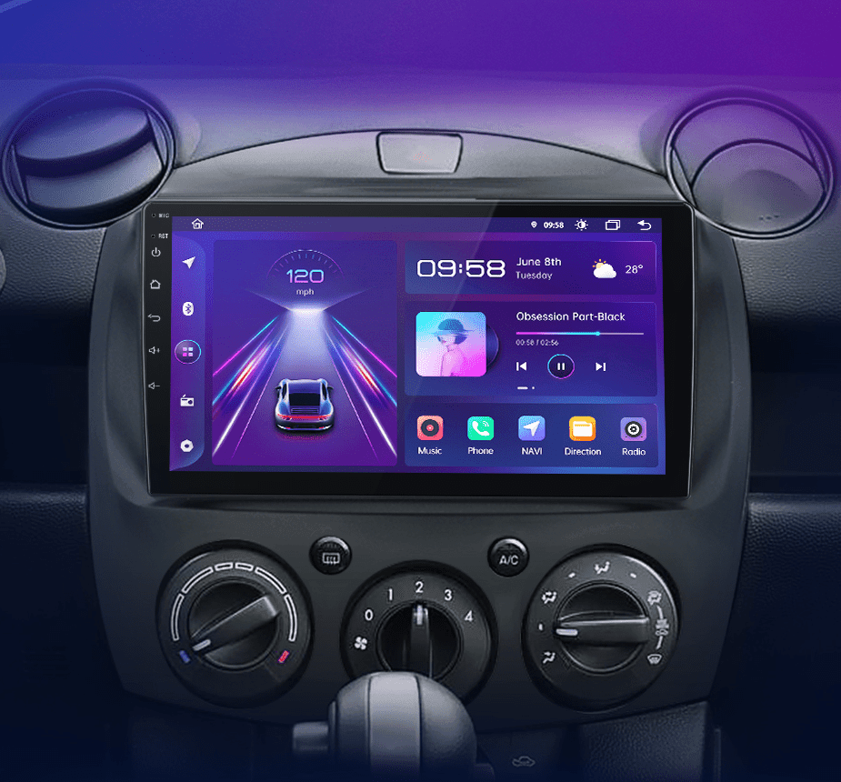 Radio nawigacja Mazda 2 od 2007 - 2014 Carplay Android Auto - Multigenus