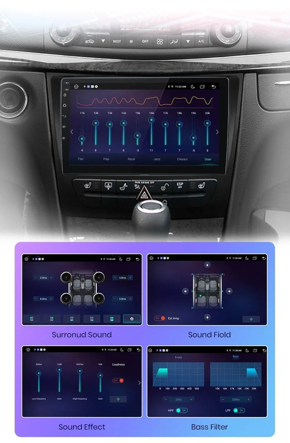 Radio nawigacja Mercedes Benz E W211 E300 od 2002-2010 Android Auto Carplay - Multigenus