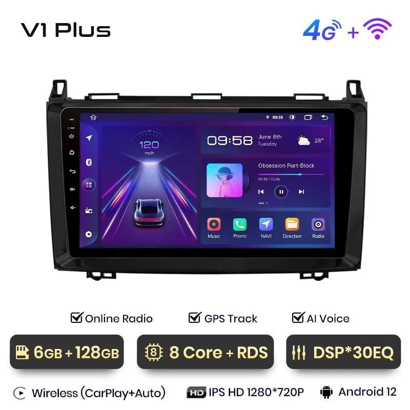 Radio nawigacja Mercedes Benz W169 W245 B200 W906 Sprinter W639 Vito CarPlay Android Auto - Multigenus