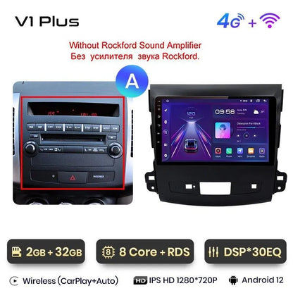 Radio nawigacja Mitsubishi Outlander xl 2 od 2005-2011 Citroen C-Crosser Android Auto Carplay - Multigenus