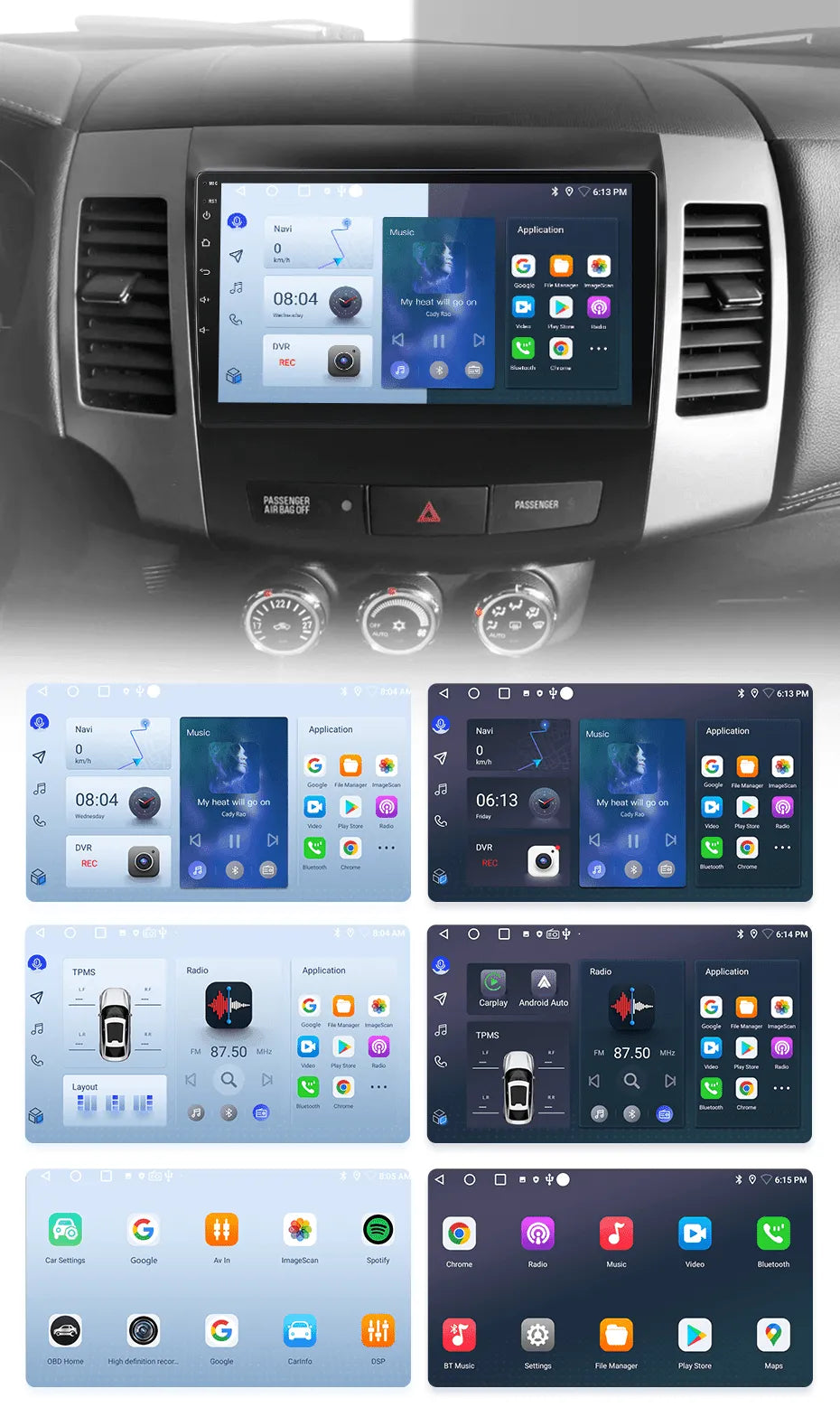 Radio nawigacja Mitsubishi Outlander xl 2 od 2005-2011 Citroen C-Crosser Android Auto Carplay - Multigenus