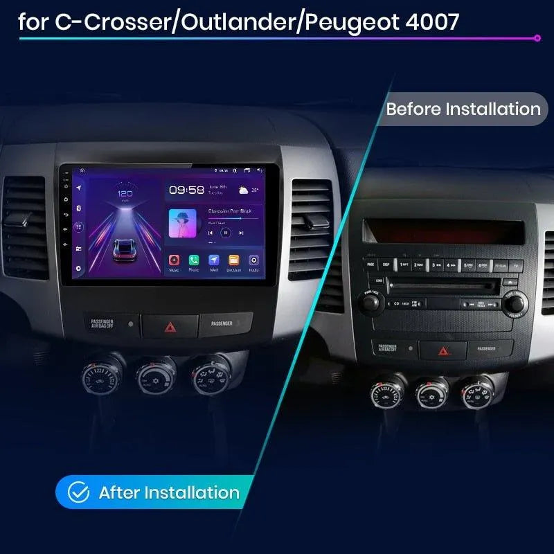 Radio nawigacja Mitsubishi Outlander xl 2 od 2005-2011 Citroen C-Crosser Android Auto Carplay - Multigenus