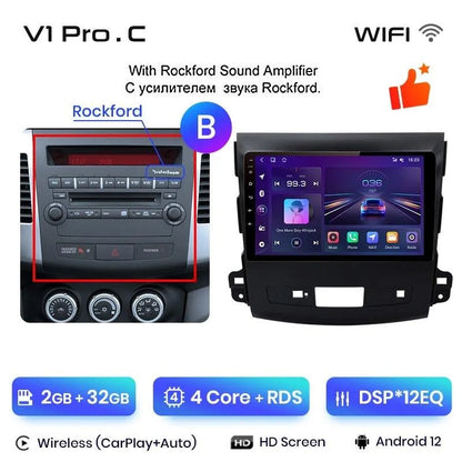 Radio nawigacja Mitsubishi Outlander xl 2 od 2005-2011 Citroen C-Crosser Android Auto Carplay - Multigenus