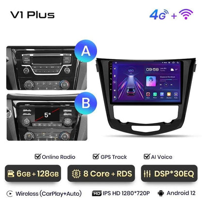 Radio nawigacja Nissan Qashqai J11 Nissan X trail T32 2014-2017 Android Auto Carplay - Multigenus