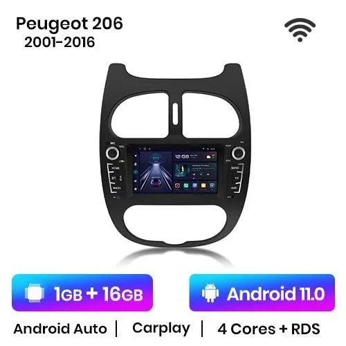 Radio nawigacja PEUGEOT 206 206CC 206SW 2001-2016 Android Auto Carplay - Multigenus