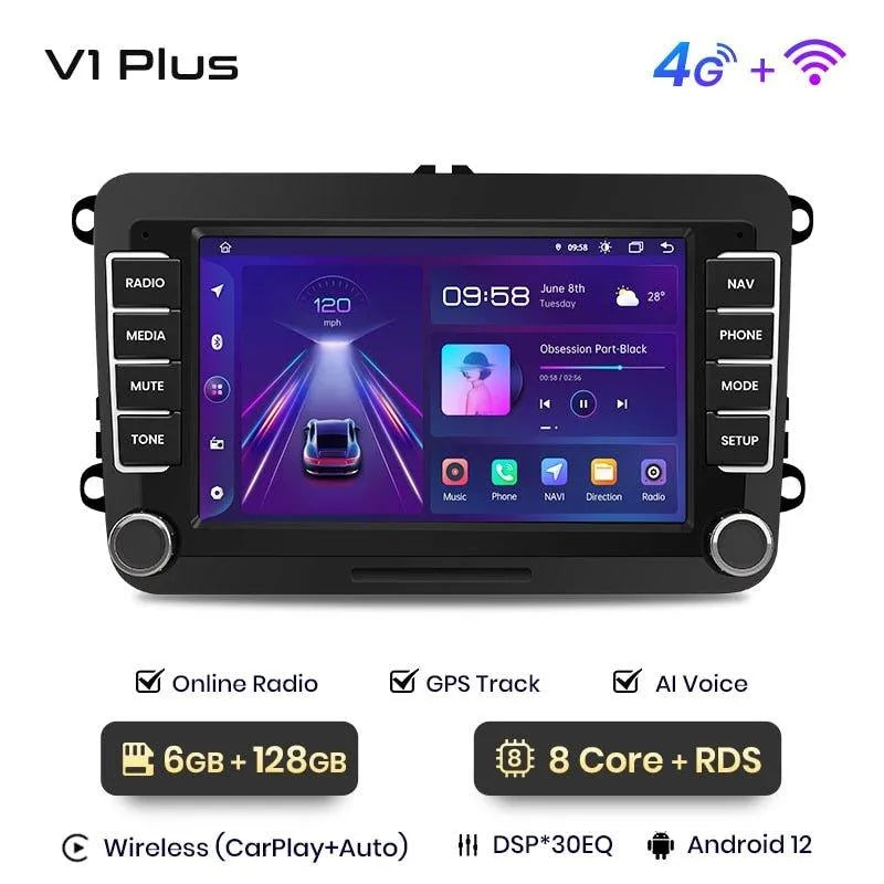 Radio nawigacja Volkswagen VW SEAT Leon Passat B6 B7 Tiguan Touran GOLF POLO Android Auto Carplay - Multigenus