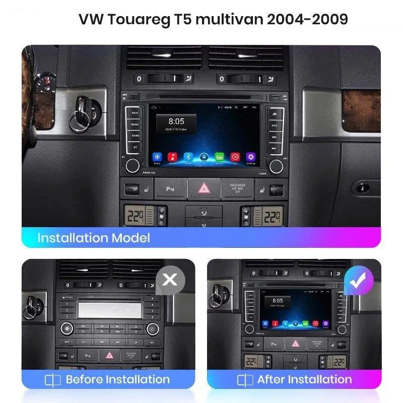 Radio nawigacja Volkswagen VW Touareg Multivan T5 Transporter 2004-2009 Carplay Android Auto - Multigenus