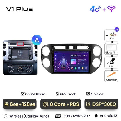 Radio nawigacja VW Volkswagen Tiguan 2006 - 2016 Carplay Android Auto - Multigenus