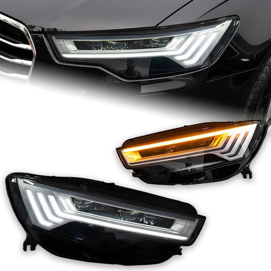 Reflektory Lampy Samochodowe do Audi A6 C7: Przednie 2012-2015 z Oświetleniem LED DRL, Dynamicznym Sygnałem, Regulacją Świateł Miejskich i Drogowych - Multigenus
