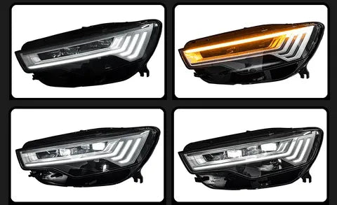 Reflektory Lampy Samochodowe do Audi A6 C7: Przednie 2012-2015 z Oświetleniem LED DRL, Dynamicznym Sygnałem, Regulacją Świateł Miejskich i Drogowych - Multigenus