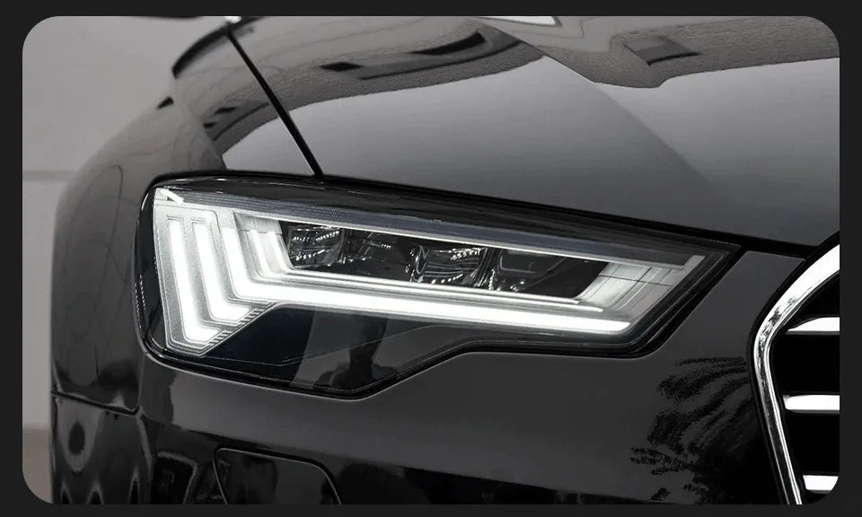 Reflektory Lampy Samochodowe do Audi A6 C7: Przednie 2012-2015 z Oświetleniem LED DRL, Dynamicznym Sygnałem, Regulacją Świateł Miejskich i Drogowych - Multigenus