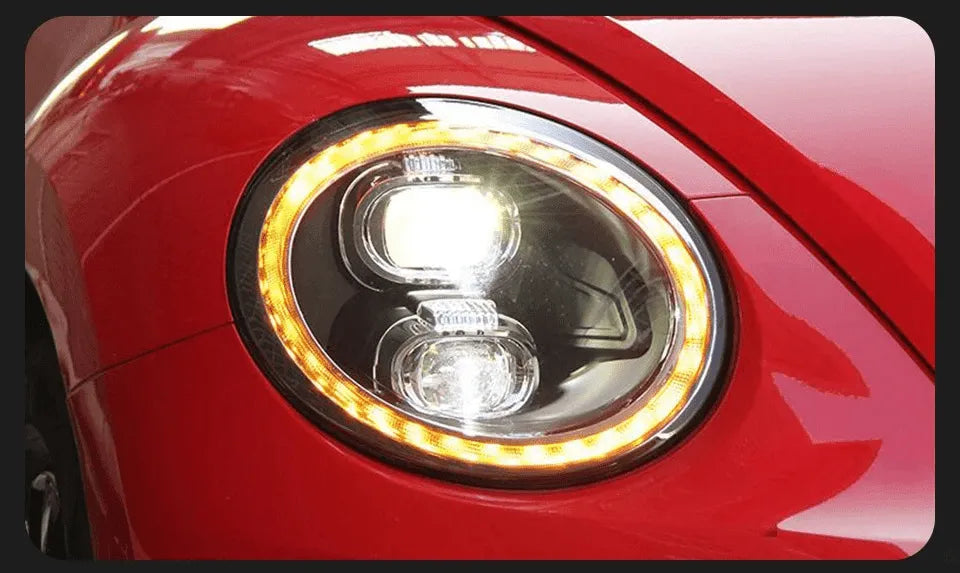 Stylizowane Lampy Przednie do VW Beetle LED z Projektorową Soczewką i DRL (2013-2020) - Multigenus