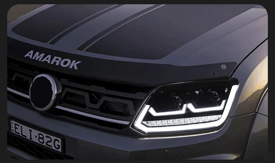 Stylizowane Lampy Przednie LED do VW Amarok z Projektorową Soczewką, DRL i Animowanym Sygnałem (2010-2020) - Multigenus