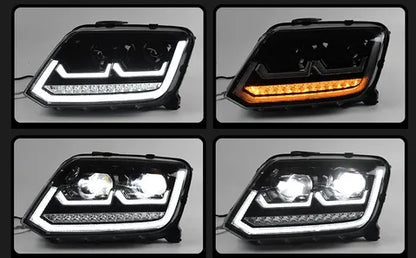 Stylizowane Lampy Przednie LED do VW Amarok z Projektorową Soczewką, DRL i Animowanym Sygnałem (2010-2020) - Multigenus