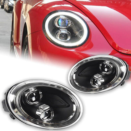 Stylizowane Lampy Przednie do VW Beetle LED z Projektorową Soczewką i DRL (2013-2020) - Multigenus