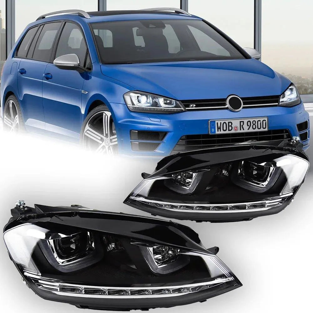 Lampy Przednie VW Golf 7 LED R-LINE Design z DRL, Lampami HID Bi-Xenon i Angel Eye (MK7) - Multigenus