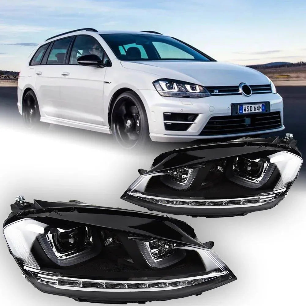 Lampy Przednie VW Golf 7 LED R-LINE Design z DRL, Lampami HID Bi-Xenon i Angel Eye (MK7) - Multigenus