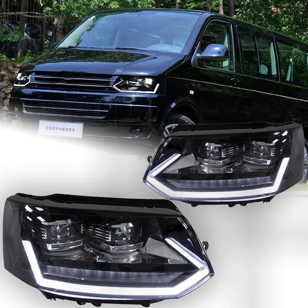 Lampy Przednie do VW Multivan T5 LED z Projektorową Soczewką, Animacją Dynamicznego Sygnału i DRL (2014-2019) - Multigenus