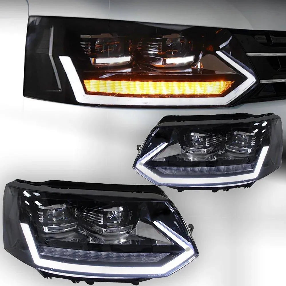 Lampy Przednie do VW Multivan T5 LED z Projektorową Soczewką, Animacją Dynamicznego Sygnału i DRL (2014-2019) - Multigenus