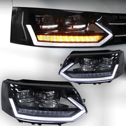 Lampy Przednie do VW Multivan T5 LED z Projektorową Soczewką, Animacją Dynamicznego Sygnału i DRL (2014-2019) - Multigenus