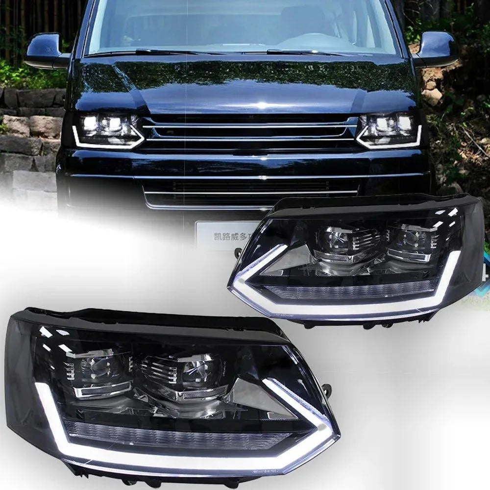 Lampy Przednie do VW Multivan T5 LED z Projektorową Soczewką, Animacją Dynamicznego Sygnału i DRL (2014-2019) - Multigenus