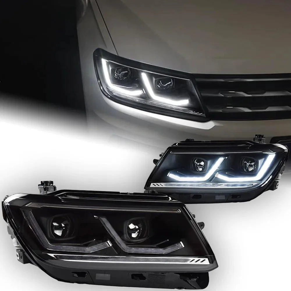 Lampy Przednie do VW Tiguan LED z Projektorową Soczewką, Dynamicznym Sygnałem i DRL (2017-2020) - Multigenus